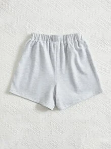 SHEIN 女孩愛心和標語圖案短褲