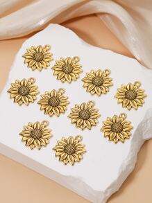 10pcs Sunflower DIY Pendant - Yellow Gold - View 1