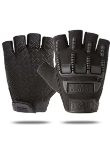 1pair Breathable Half-finger Sports Gloves - Black - View 2