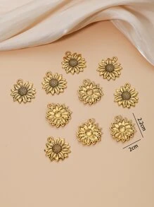10pcs Sunflower DIY Pendant - Yellow Gold - View 3
