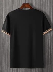 Manfinity Homme 男士字母圖案撞色T恤 - 黑色 - 查看 2