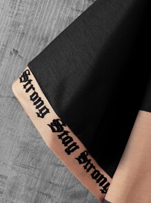 Manfinity Homme 男士字母圖案撞色T恤 - 黑色 - 查看 3