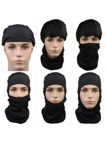 防晒抗紫外线 1 件装透气运动面部和颈部护腿滑雪面罩 - 黑色 - 查看 8