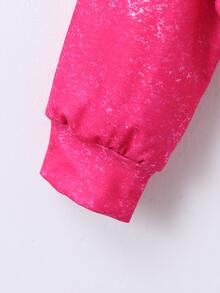 Girls Butterfly Print Drop Shoulder Sweatshirt - Hot Pink - View 4