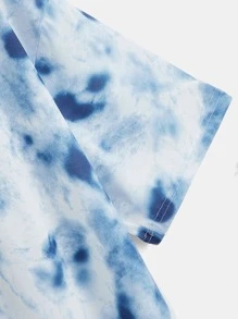 SHEIN LUNE 大碼紮染字母圖案落肩T恤 - 彩色 - 查看 4