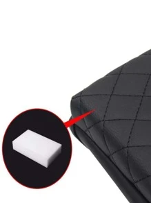 1pc Quilted Detail Car Center Console Armrest Pad - Black - View 3