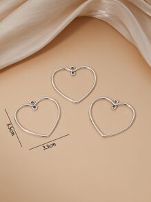 3入組心DIY吊墜 - 銀色 - 查看 3