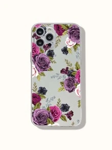 Transparent Phone Case With Purple Rose Painting Compatible With Iphone 15 14 13 12 11 Xiaomi Huawei Samsung S23 - Multicolor - View 1
