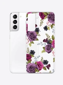 Transparent Phone Case With Purple Rose Painting Compatible With Iphone 15 14 13 12 11 Xiaomi Huawei Samsung S23 - Multicolor - View 3
