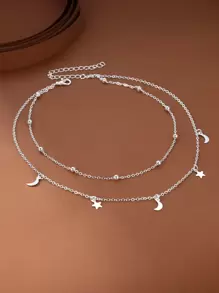 Vanel Star & Moon Charm Layered Necklace - Silver - View 1