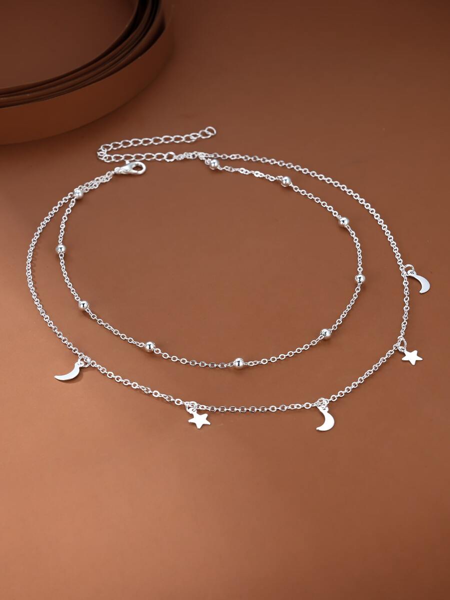 Vanel Star & Moon Charm Layered Necklace - Silver - View 1