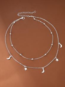 Vanel Star & Moon Charm Layered Necklace - Silver - View 2