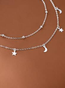 Vanel Star & Moon Charm Layered Necklace - Silver - View 3