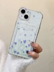 Przezroczyste etui na telefon w kształcie serca z miejscem na kartę