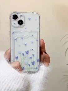 Przezroczyste etui na telefon w kształcie serca z miejscem na kartę
