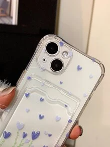 Przezroczyste etui na telefon w kształcie serca z miejscem na kartę