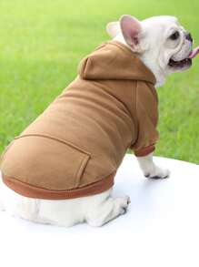 1入組素色寵物連帽衫 - 咖啡棕 - 查看 2