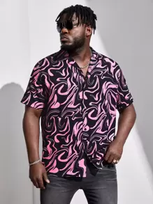 GENTILAND Men Plus Allover Print Shirt - Multicolor - View 1