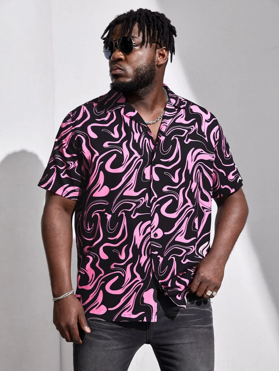 GENTILAND Men Plus Allover Print Shirt - Multicolor - View 1