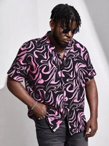 GENTILAND Men Plus Allover Print Shirt - Multicolor - View 5