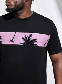 Manfinity VCAY 男士椰子樹圖案T恤和短褲 - 粉色 - 查看 3