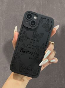 Butterfly Pattern Phone Case - Black - View 4
