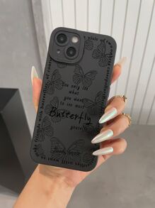 Butterfly Pattern Phone Case - Black - View 5
