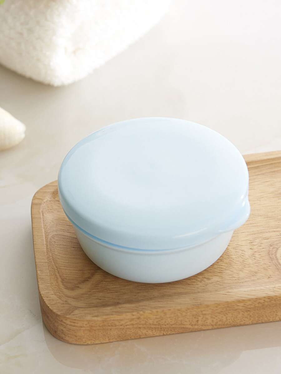 1pc Solid Soap Dish - Blue - View 1