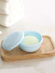 1pc Solid Soap Dish - Blue - View 4