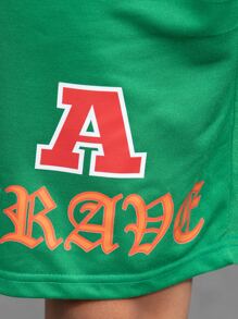 Manfinity Hombres Shorts con estampado de letra de cintura con cordón - Verde - Ver 7