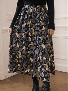 SHEIN Frenchy Allover Print Button Through Skirt - Multicolor - View 2