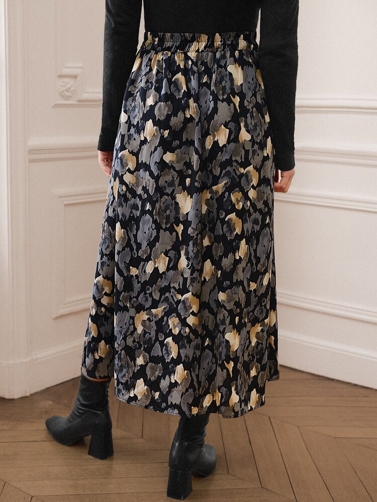 SHEIN Frenchy 滿版印花前排扣半身裙 - 彩色 - 查看 6