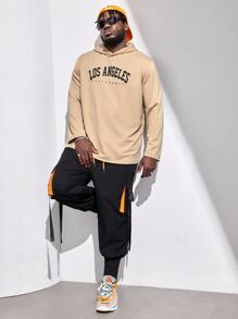 EASEVO Men Buckle Tape Flap Pocket Drawstring Waist Cargo Trousers - Black - View 5