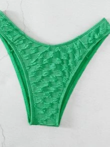 Plain Halter Bikini Set Summer Beach - Green - View 5