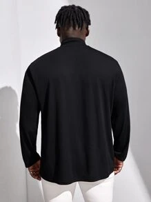 Manfinity Men Plus Letter Graphic Turtleneck Tee - Black - View 2