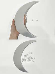 Moon & Star Mirror Sticker - Silver - View 4
