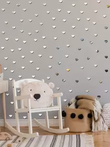 10入組心形鏡子牆貼 - 銀色 - 查看 1