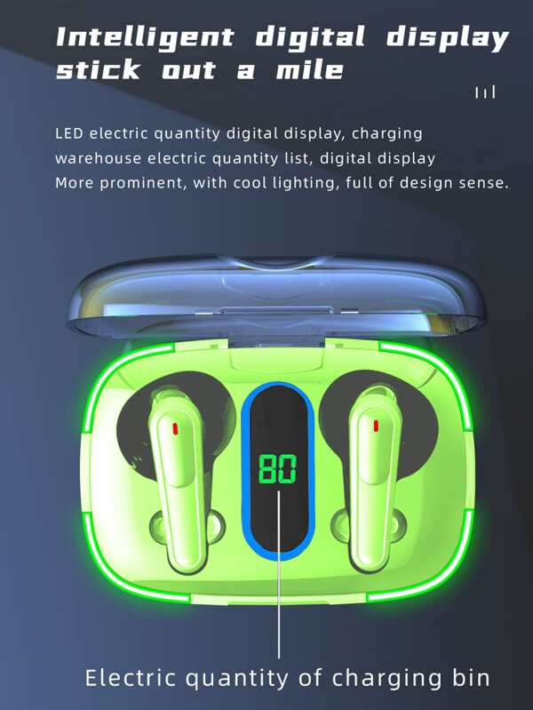 Passive Noise Cancelling HalfEar Touch Control LED Display Wireless Earbuds SHEIN USA