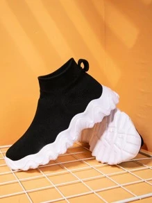 Niños Zapatillas deportivas calcetín con diseño de punto - Negro - Ver 4
