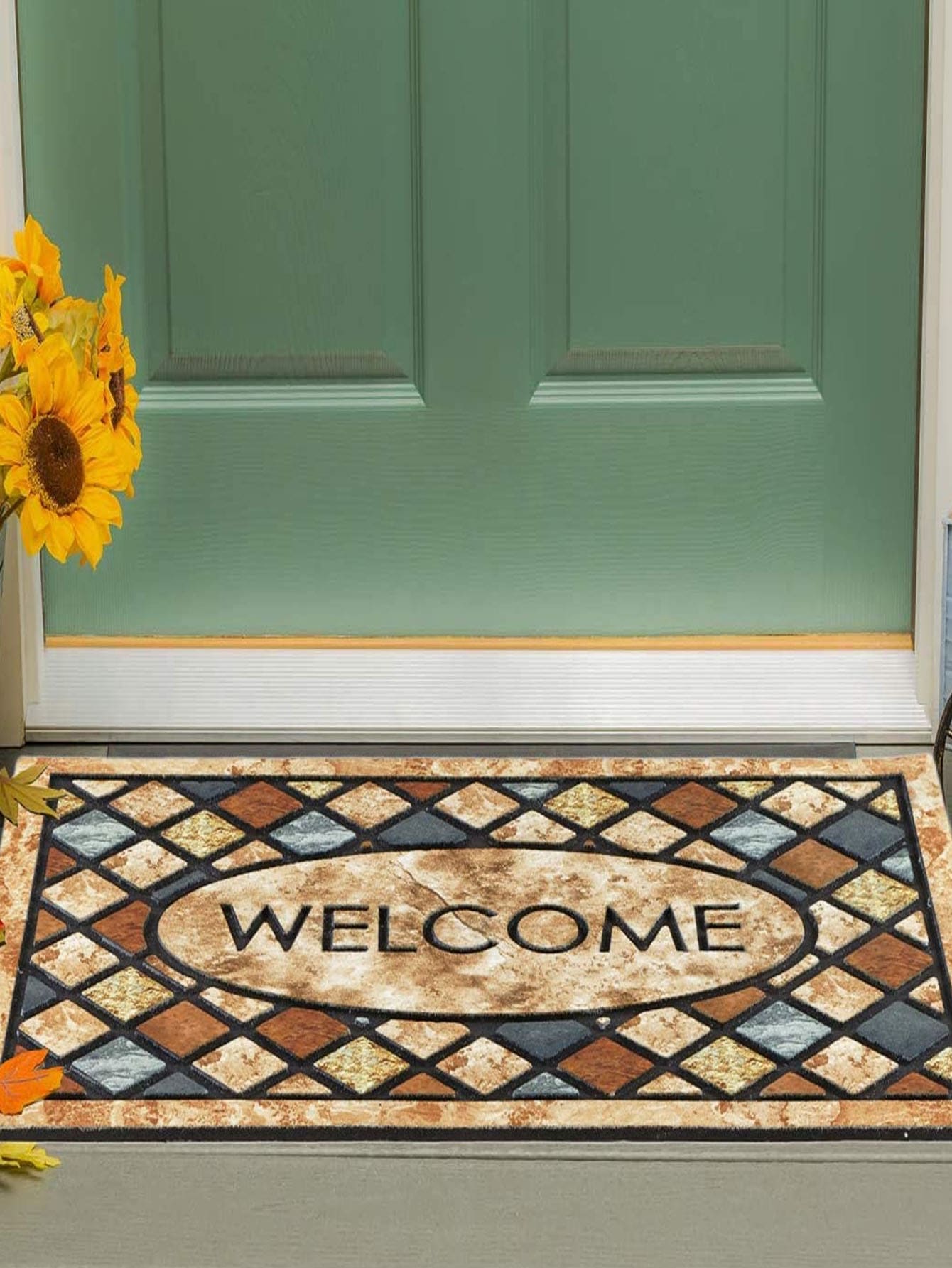 1pc Geometric & Letter Graphic Door Mat - Multicolor - View 1