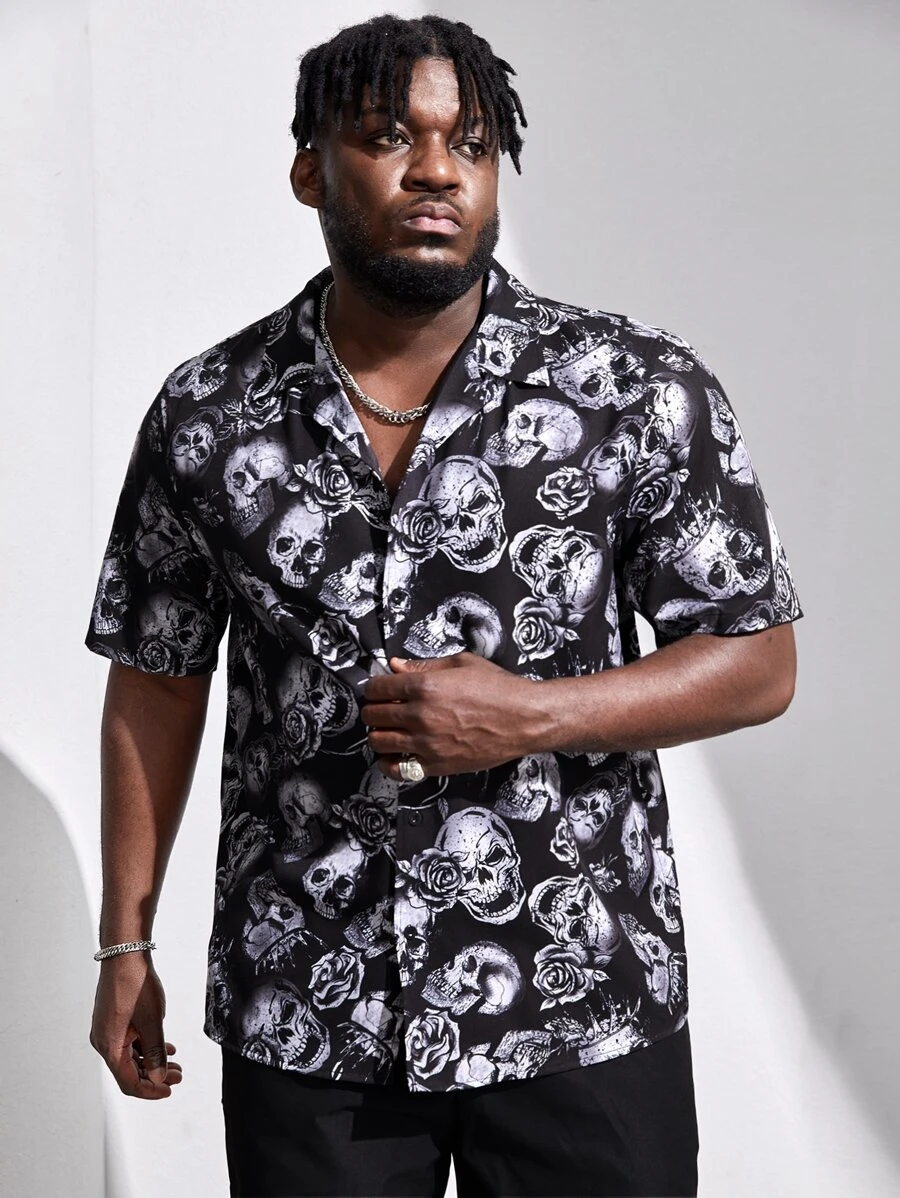 Manfinity Men Plus Skull Print Shirt - Multicolor - View 1