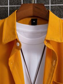 Manfinity Hypemode Men Patched Pocket High Low Shirt Without Tee - Mustard Yellow - View 5