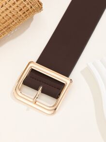 1pc Women's Handmade Luxury Elegant Gold D-Ring Buckle PU Leather Casual Minimalist Belt, Suitable For Dresses, T-Shirts, Coats, Daily, Office, Commute, Holidays, Gift (Note: PU Leather Suede Texture) - Chocolate Brown - View 5