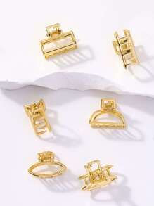 6pcs Solid Metal Hair Claw Street Gold Head Piece Claw Clips Hair Clips Hair Jaw Clip Hair Clamps Hair Clutch Hair Catcher Clip