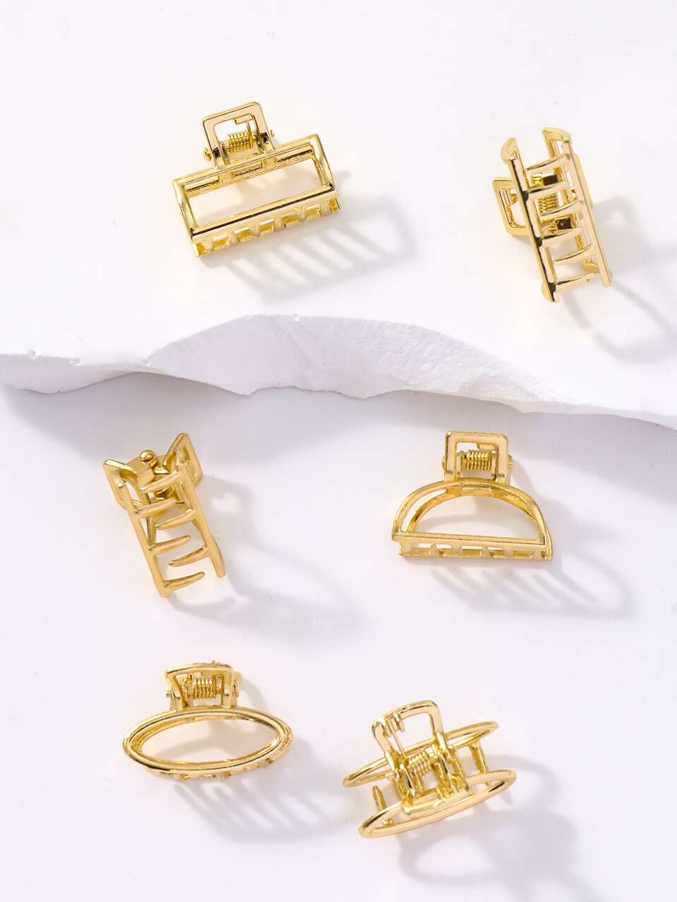 6pcs Solid Metal Hair Claw Street Gold Head Piece Claw Clips Hair Clips Hair Jaw Clip Hair Clamps Hair Clutch Hair Claw Clip, School Stuff, College Fall Winter Hair Accessories For Women For Vacation Outfits Woman Summer Outfits