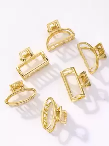 6pcs Solid Metal Hair Claw Street Gold Head Piece Claw Clips Hair Clips Hair Jaw Clip Hair Clamps Hair Clutch Hair Catcher Clip