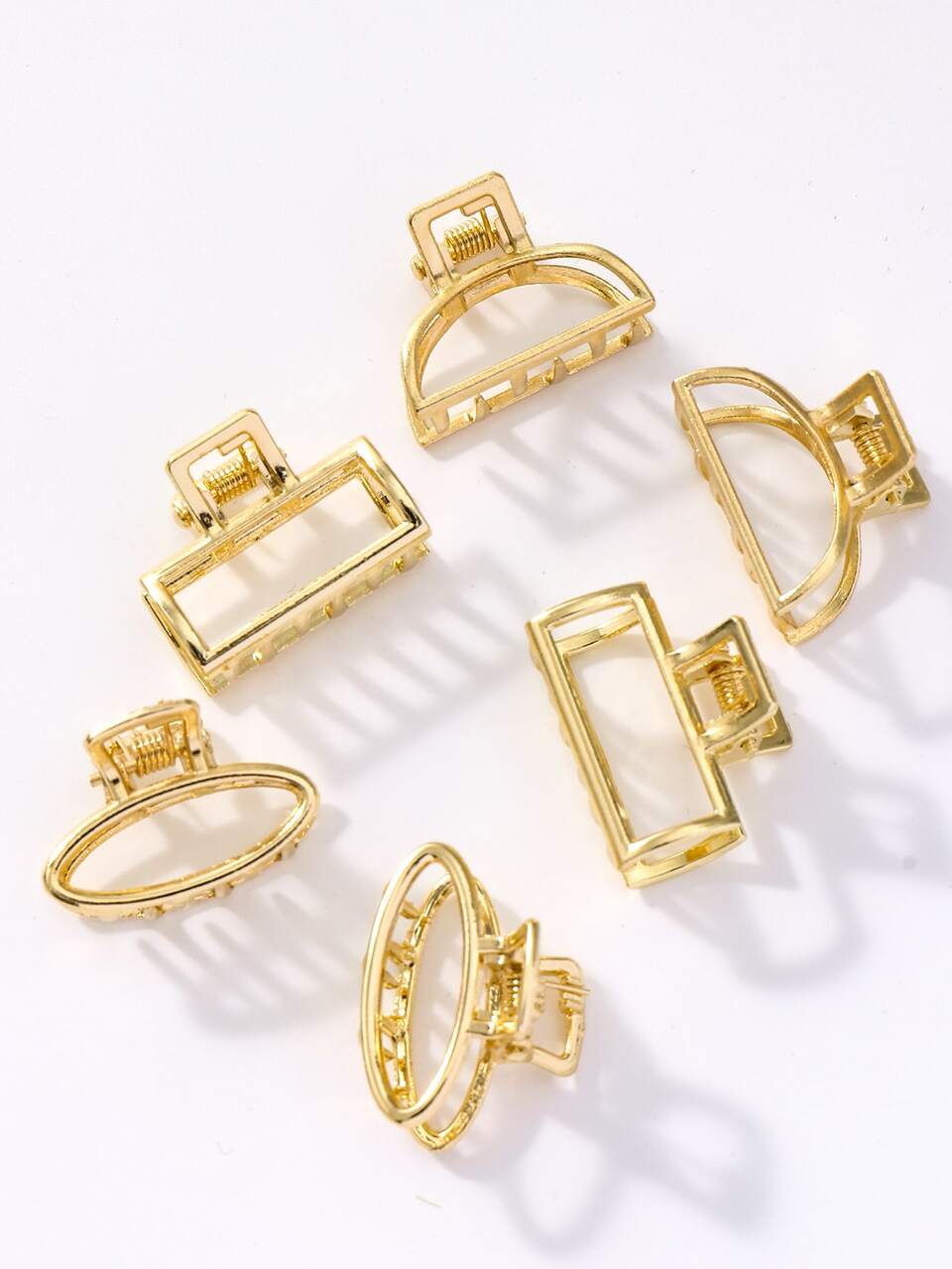 6pcs Solid Metal Hair Claw Street Gold Head Piece Claw Clips Hair Clips Hair Jaw Clip Hair Clamps Hair Clutch Hair Claw Clip, School Stuff, College Fall Winter Hair Accessories For Women For Vacation Outfits Woman Summer Outfits