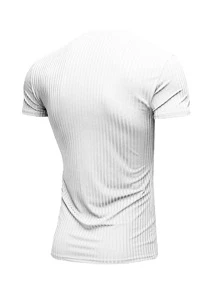 NITAGUT 男士素色V領T恤 - 白色 - 查看 2