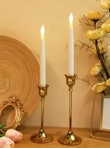 2pcs White Plastic Led Electronic Candle Light, Smokeless Realistic Candle Light For Festival, Party, Wedding Decoration - Yellow - View 3