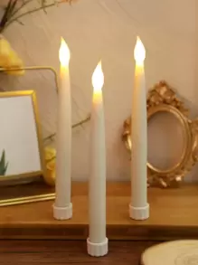 2pcs White Plastic Led Electronic Candle Light, Smokeless Realistic Candle Light For Festival, Party, Wedding Decoration - Yellow - View 6